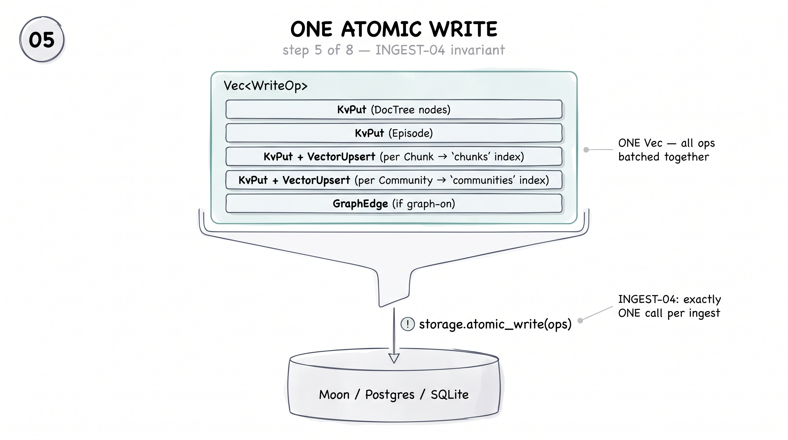 ONE atomic_write per ingest